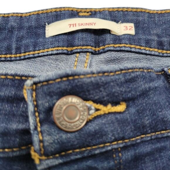 Levi's Jeans Size 32 W33"xL29" Levi's 711 Skinny Jeans Stretch Blue Denim Pants - Picture 6 of 7